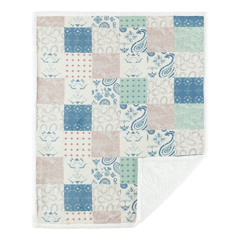 Patchwork Paisley Campfire Sherpa Throw