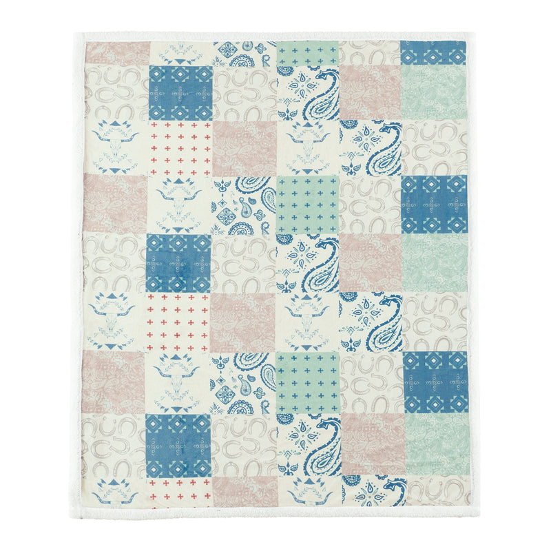 Patchwork Paisley Campfire Sherpa Throw