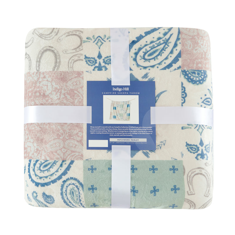 Patchwork Paisley Campfire Sherpa Throw