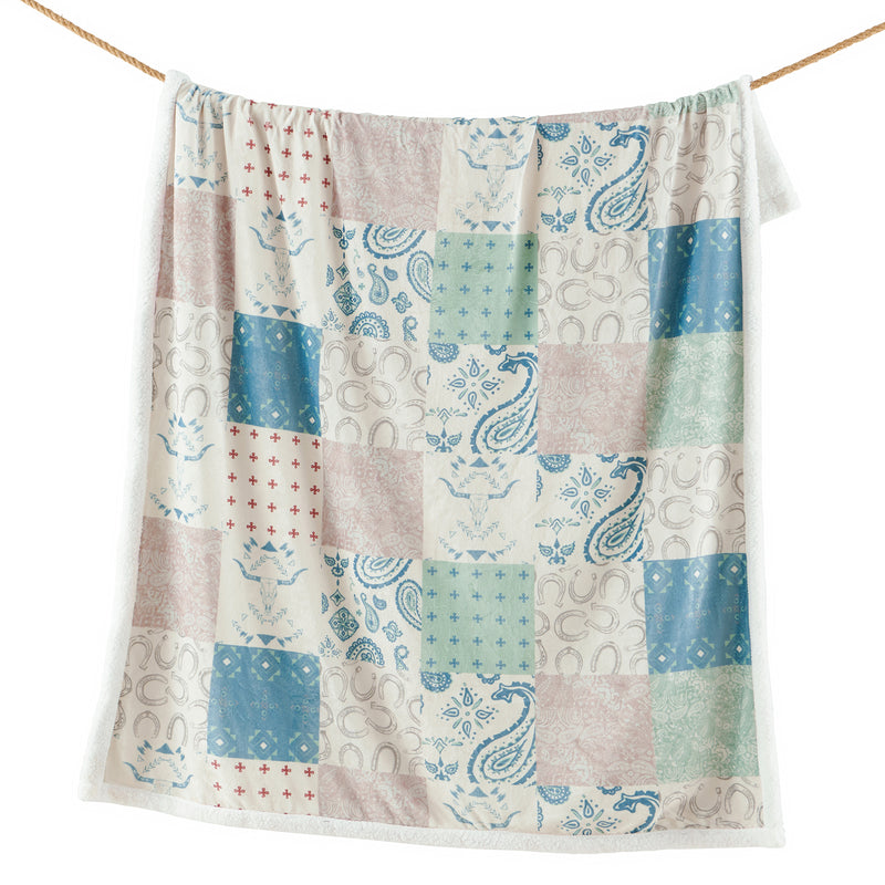Patchwork Paisley Campfire Sherpa Throw