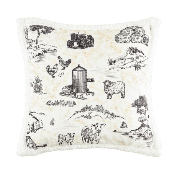 Farm Life Campfire Sherpa Pillow