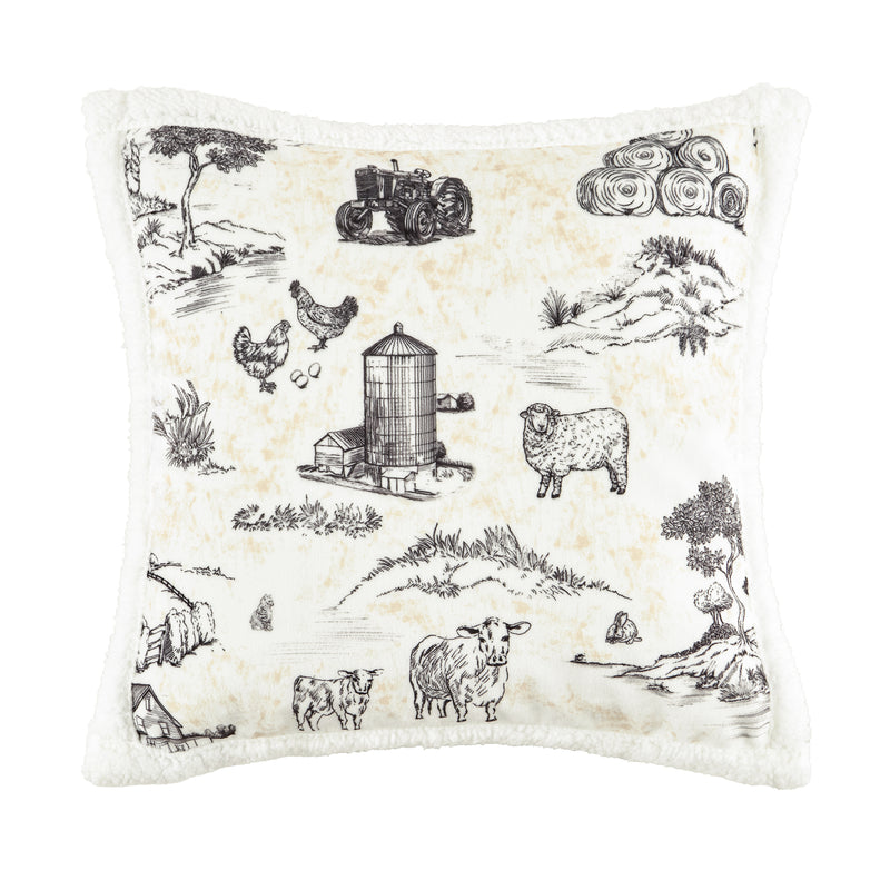 Farm Life Campfire Sherpa Pillow
