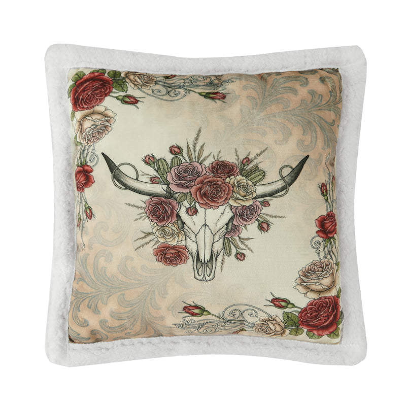 Rowena Longhorn Campfire Sherpa Pillow