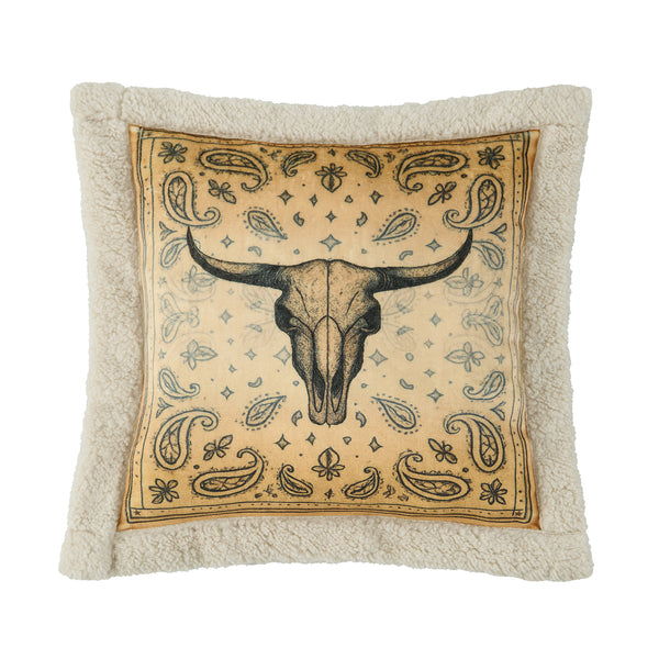 Marston Longhorn Campfire Sherpa Pillow