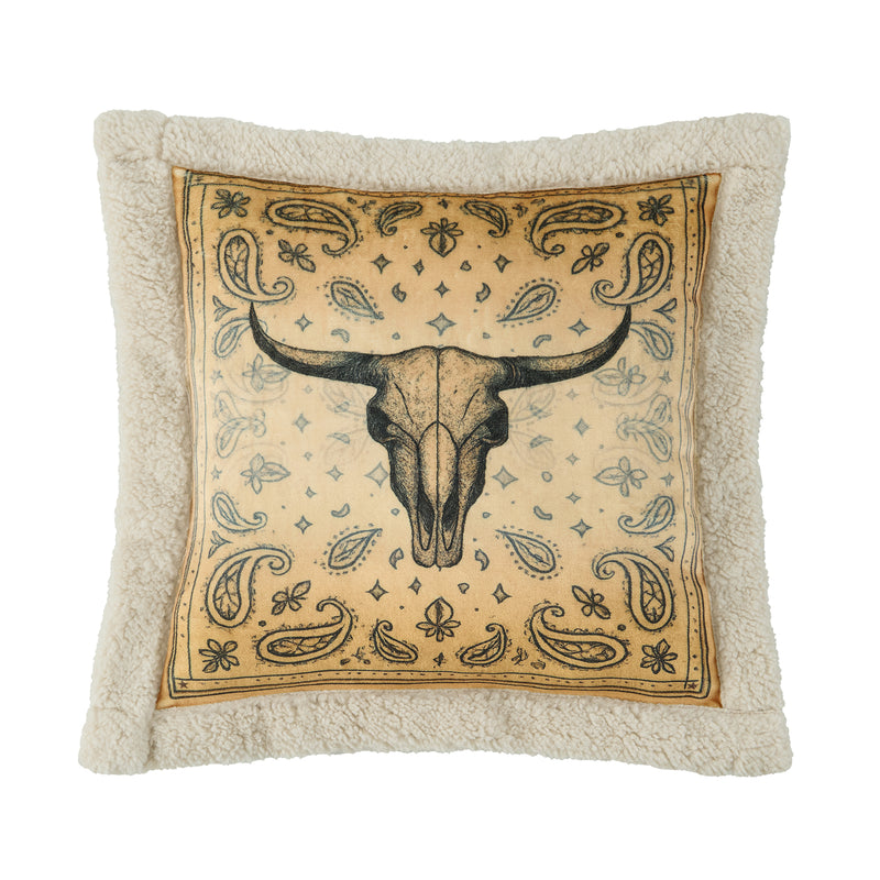 Marston Longhorn Campfire Sherpa Pillow