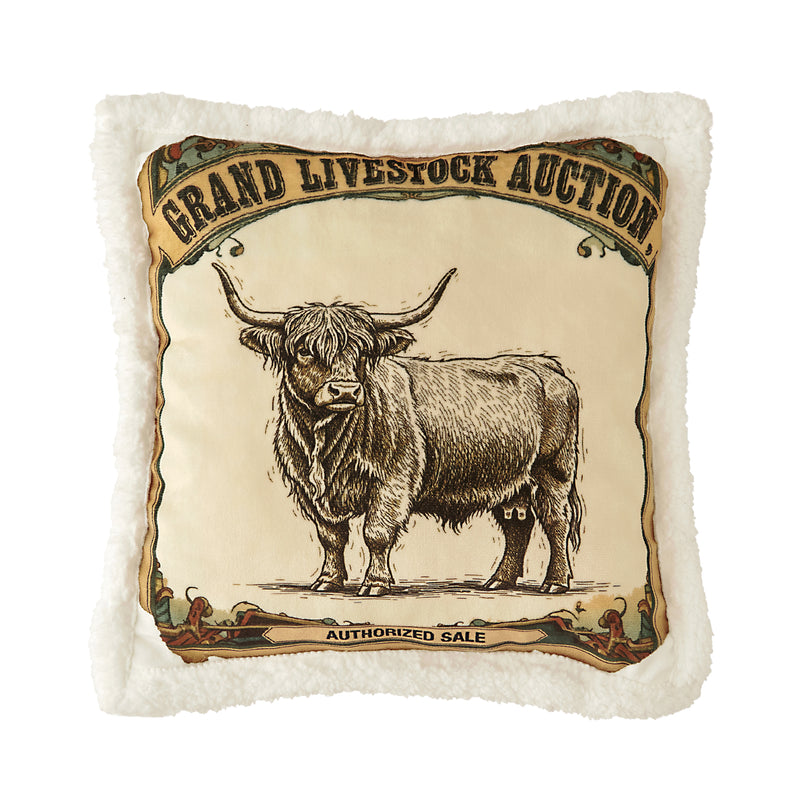 Highland Cow Campfire Sherpa Pillow