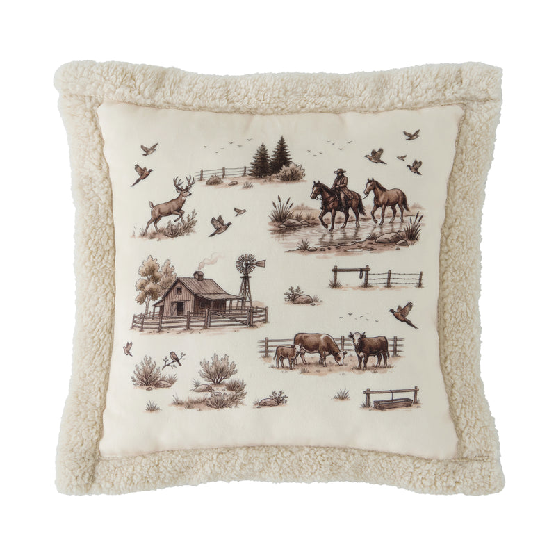 Western Range Campfire Sherpa Pillow