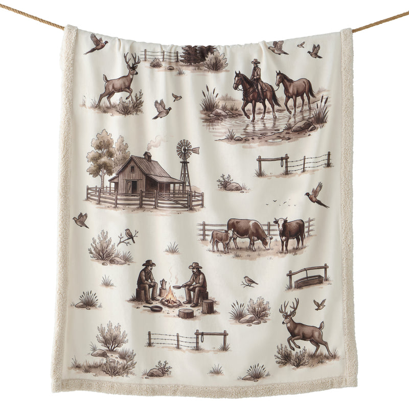 Western Range Campfire Sherpa Throw