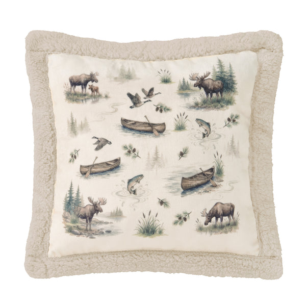 Cabin Country Campfire Sherpa Pillow