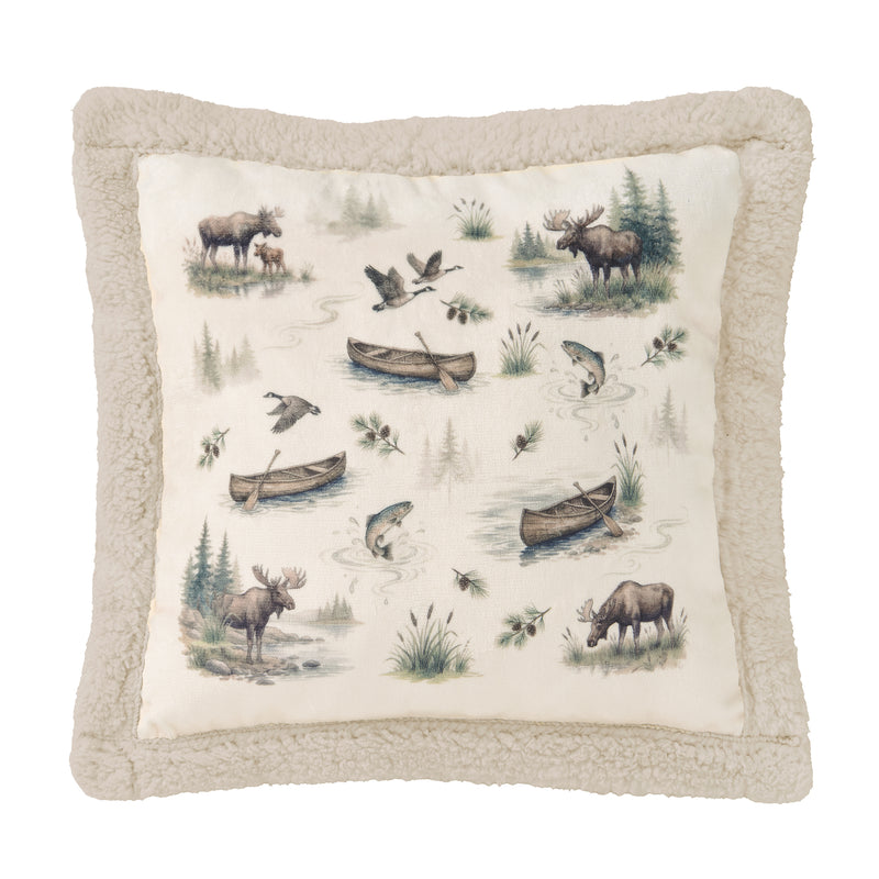 Cabin Country Campfire Sherpa Pillow