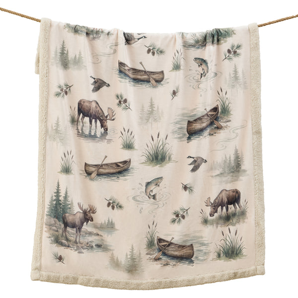 Cabin Country Campfire Sherpa Throw