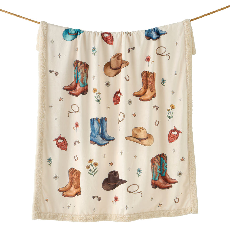 Boots & Hats Campfire Sherpa Throw