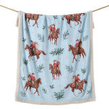 Santa on Horseback Campfire Sherpa Throw