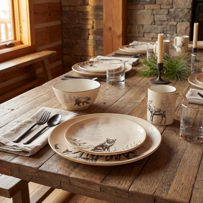 White Pine 16PC Ceramic Dinnerware Set