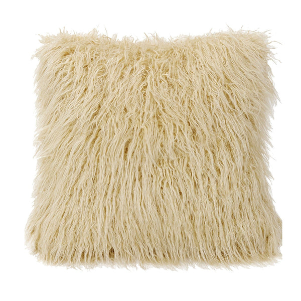 Mongolian Faux Fur Euro Sham, Cream