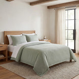 Hera Washed Linen Blend Flange Bedding Set