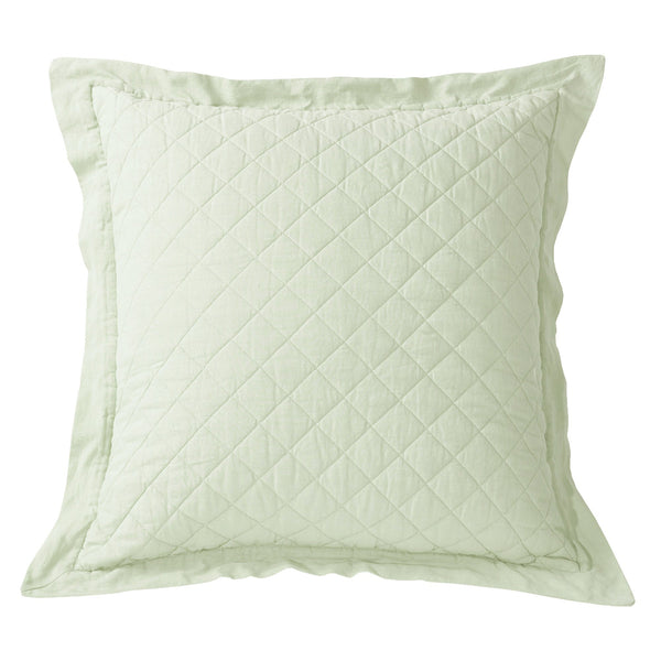Linen Cotton Diamond Quilted Euro Sham, Seafoam
