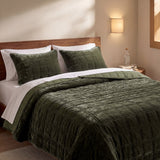 Stella Faux Silk Velvet Double Box Stitch Quilt Set