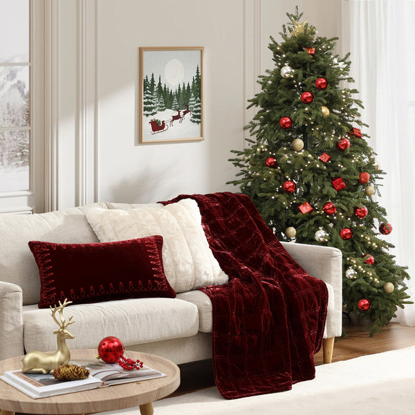 Stella Faux Silk Velvet Double Box Stitch Throw