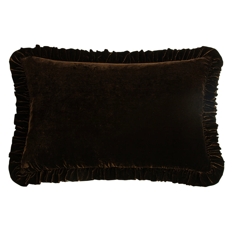 Stella Faux Silk Velvet Ruffled Dutch Euro Pillow