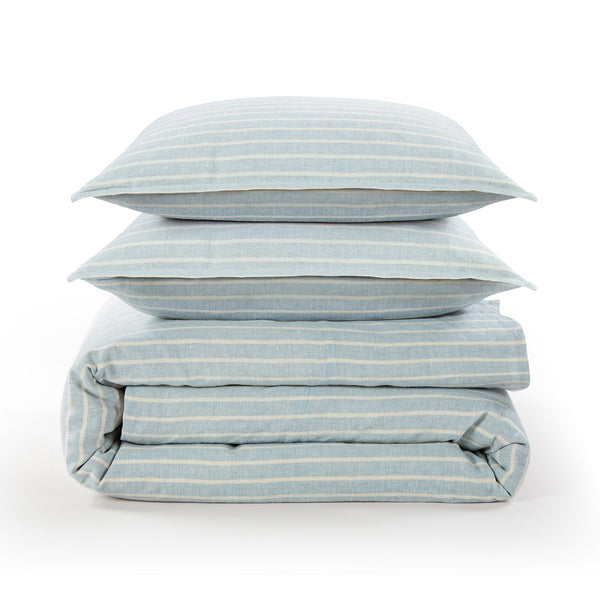 Reyes 100% Slub Linen Stripe Duvet Cover Set