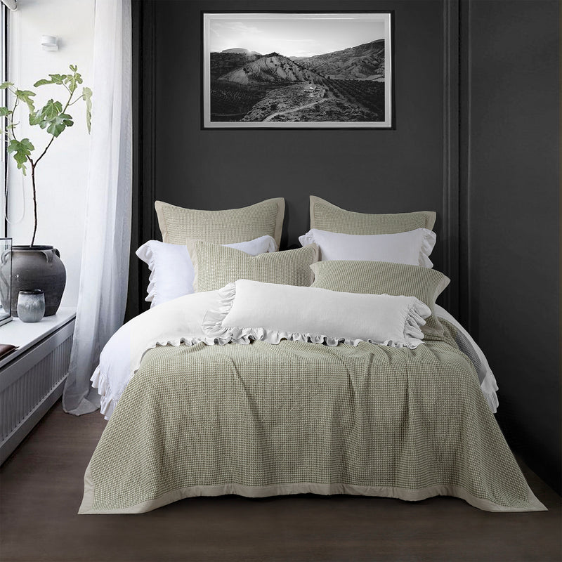Stonewashed Cotton Waffle Weave Coverlet