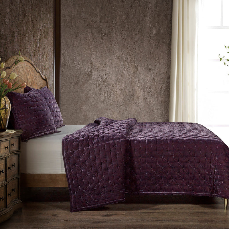 Stella Faux Silk Velvet Pintuck Quilt