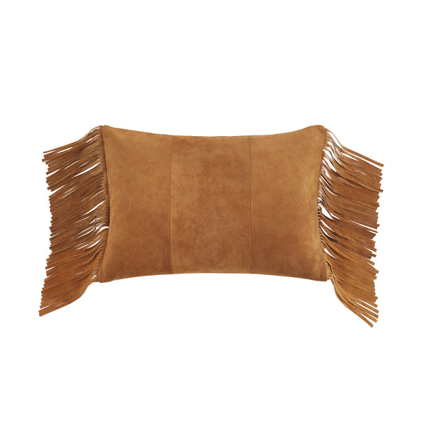 Western Suede Fringed Lumbar Pillow