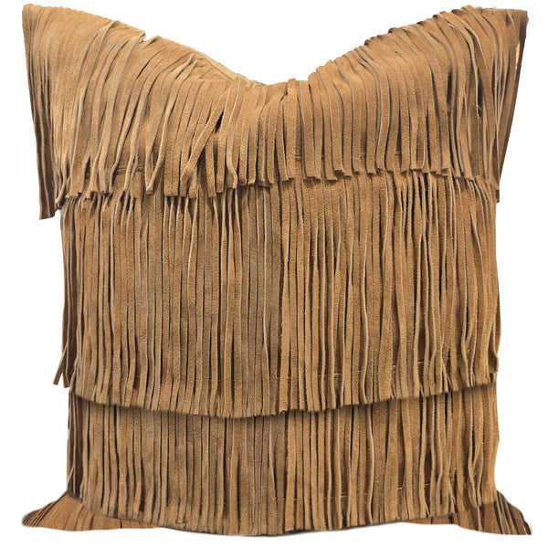 Western Suede Fringed Pillow