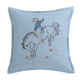 Rodeo Bronc Denim Embroidery Pillow