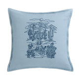 Saguaro Skyline Denim Embroidery Pillow