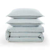 Larkspur 100% Slub Linen Prairie Stripe Duvet Cover Set