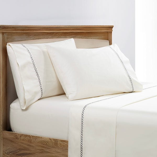 X Embroidery 350TC Cotton Sateen Sheet Set