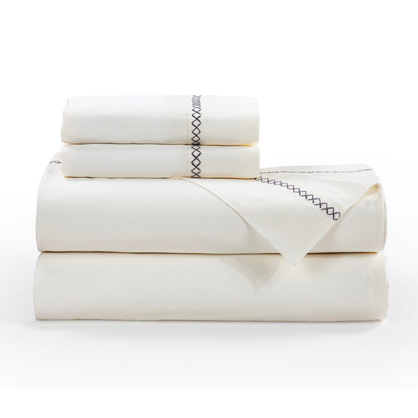 X Embroidery 350TC Cotton Sateen Sheet Set