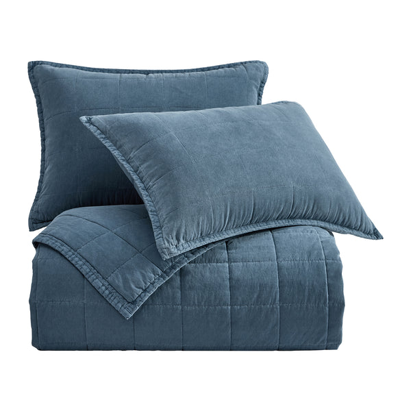 Cotton Canvas Box Stitch Coverlet Set