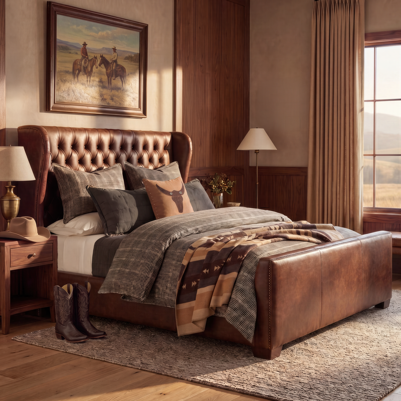 Laramie Houndstooth Concho Trim Bedding Set