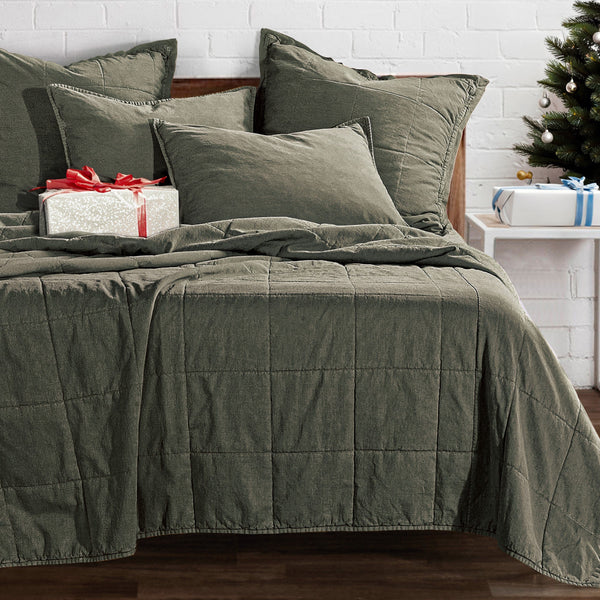 Stonewashed Cotton Canvas Coverlet