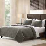 Stonewashed Cotton Velvet Quilt - Gray