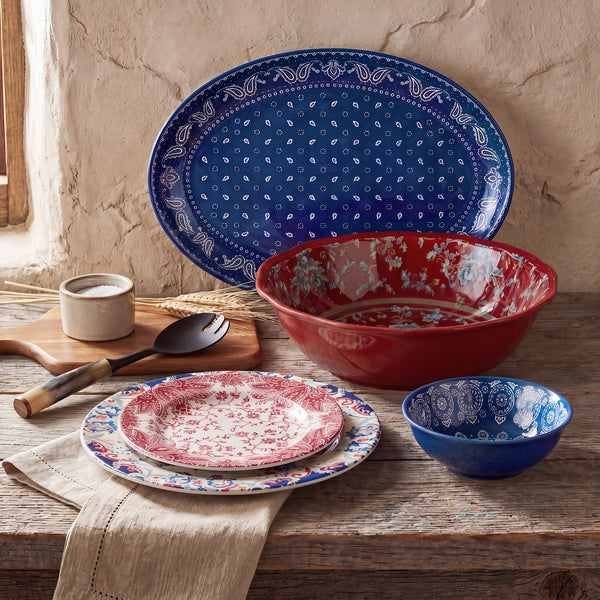 Patchwork Bandana 14PC Melamine Dinnerware Set