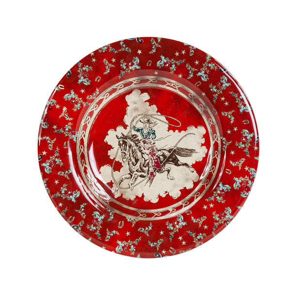 Patchwork Bandana Melamine Salad Plates, Lasso Cowboy, Set of 4