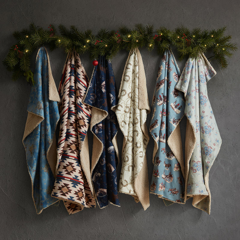 Rosabel Washed Denim Teddy-Backed Throw