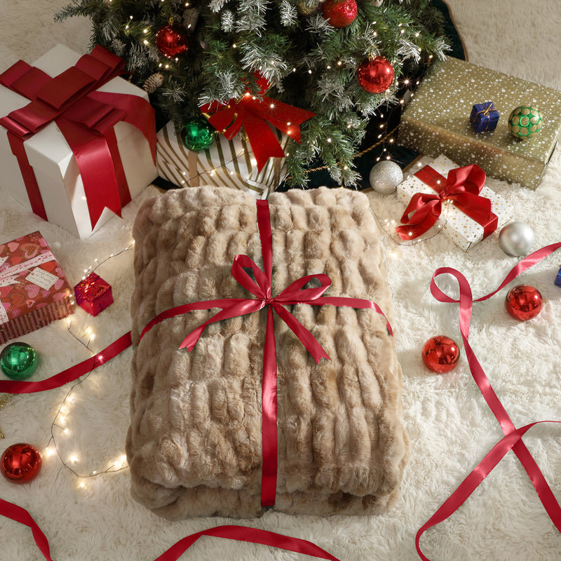 Ruched Rabbit Double-Sided Throw