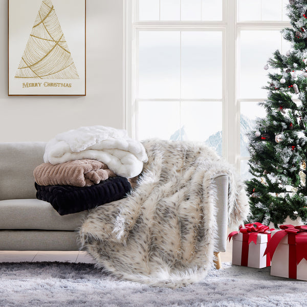 Ruched Rabbit Double-Sided Throw