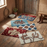 Patchwork Bandana Red Horses Jacquard Bath & Kitchen Rug