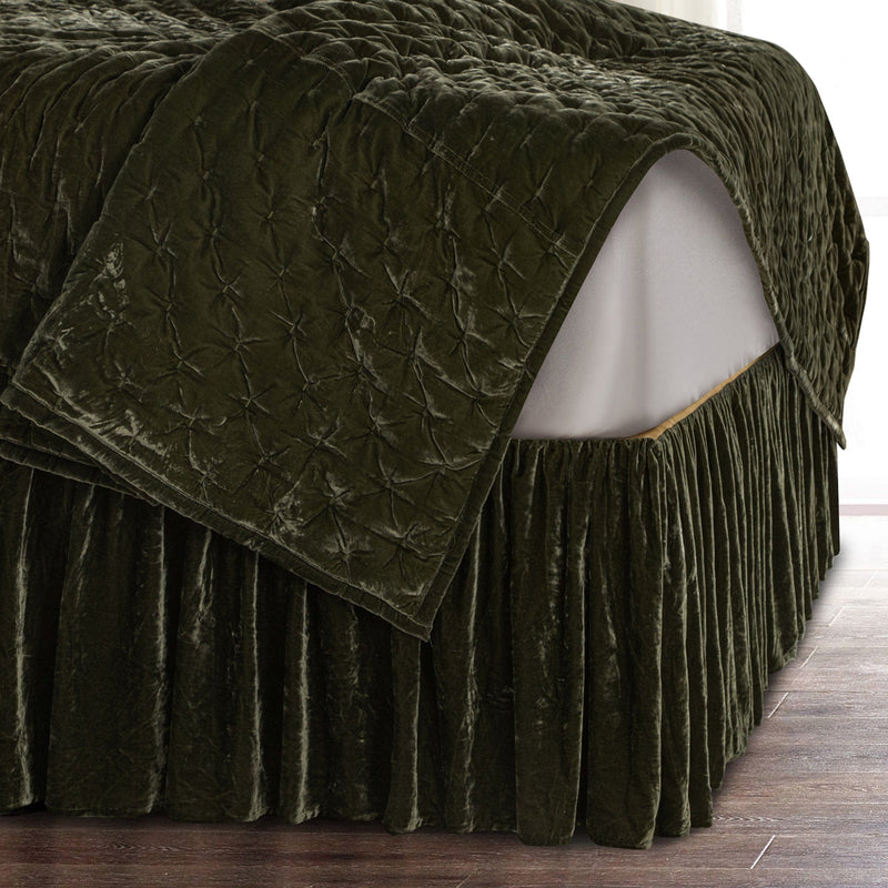 Stella Faux Silk Velvet Bed Skirt Bed Skirt