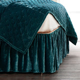 Stella Faux Silk Velvet Bed Skirt King / Teal Bed Skirt