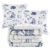 Farm Life Campfire Sherpa Throw Blue / Throw Set