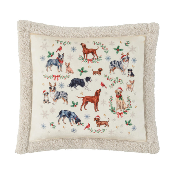 Christmas Dogs Campfire Sherpa Pillow
