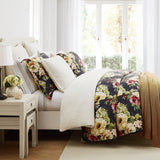 Peony Washed Linen Bedding Set Comforter Set / Super Queen / Charcoal Comforter / Duvet Cover