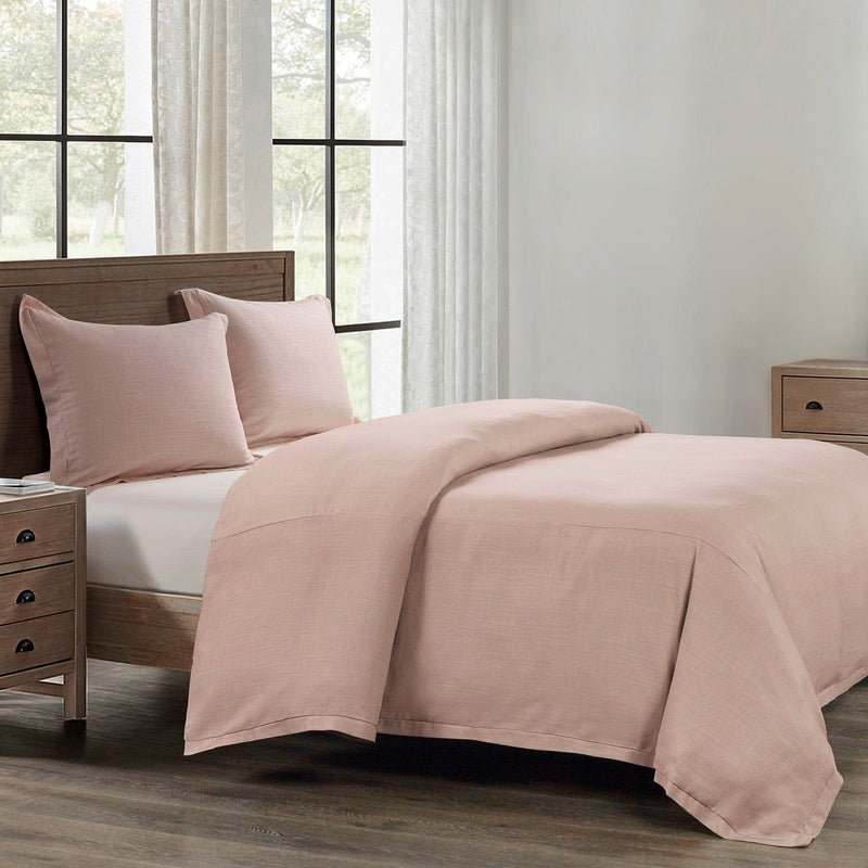 Hera Washed Linen Flange Bedding Set Comforter / Duvet Cover